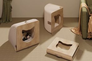 Accordion-shaped Cat Shelter Brilliantly Folds Into A Slim Book When Not In Use