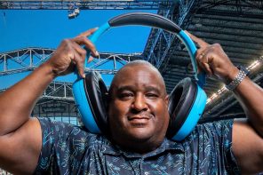 Off-beat JLab Blue XL headphone speakers can be worn around the neck