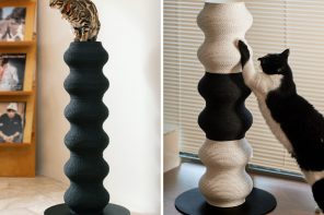 This Wavy Sculptural Cat Post Turns Feline Play Into Living Room Art