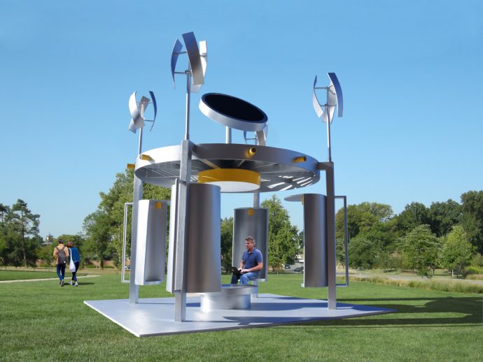These Solar Gazebos Have 4 Wind Turbines and Let You Charge Below