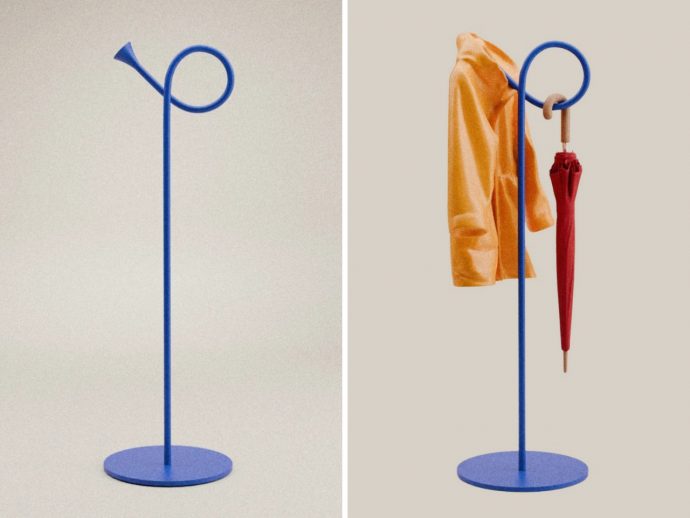 This Bugle-Shaped Coat Rack Solves Your Tiny Entryway Problem