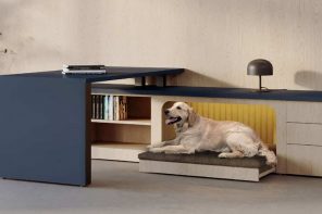 This Fold-Out Office Desk Acknowledges the Furry Friend Under Your Feet