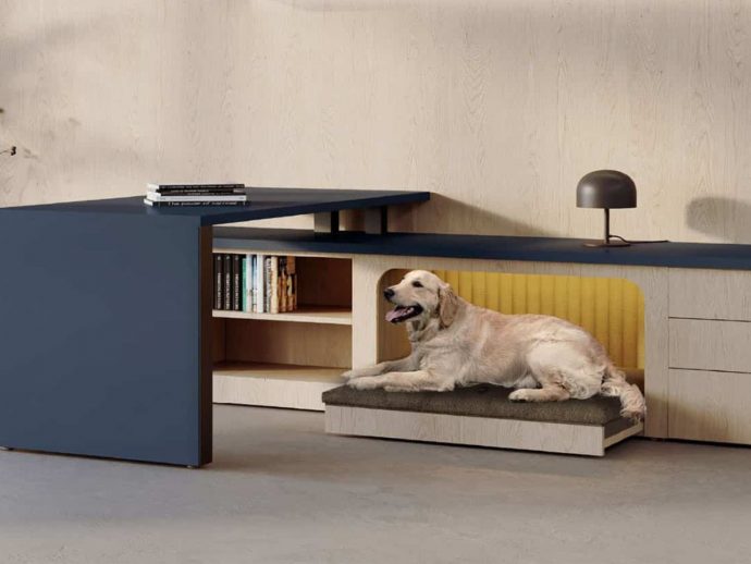 This Fold-Out Office Desk Acknowledges the Furry Friend Under Your Feet