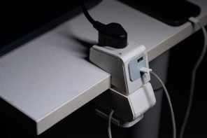 This Portable Power Strip Clamps to Table Edges and Charges 3 Devices