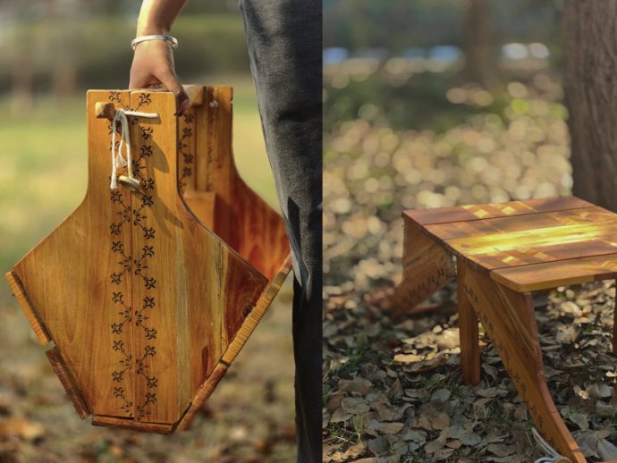 This Wooden Basket Becomes a Low Table When You Flip It Upside Down