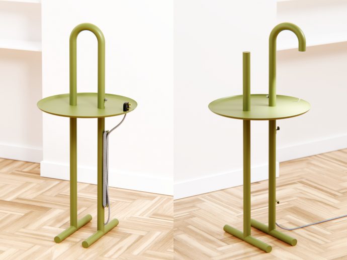 Twist This Minimalist Side Table’s Handle, and It Becomes the Lamp
