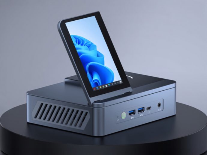 This All-In-One Ryzen MiniPC Packs 12 Ports, 4.5-Inch Display, and 15W Wireless Charging