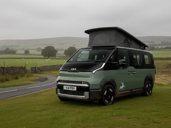 Kia to soon roll out its first pop-up PV5 production camper van for ultimate future of EV adventure