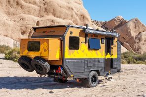 Terra 700 overlanding trailer with slide-out bedroom and spacious interior has serious off-grid power