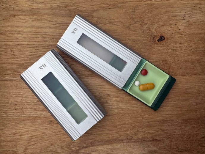 This Aluminum Pill Organizer Was Designed to Sit on a Restaurant Table