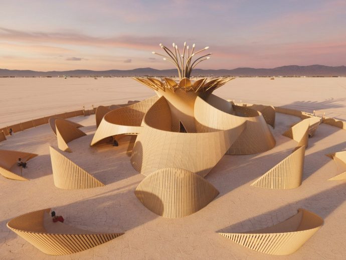 This Burning Man Temple Blooms for One Night, Then Burns Forever