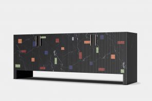 This Sideboard Has Lapis Lazuli and Green Onyx Hand-Set Into Marble