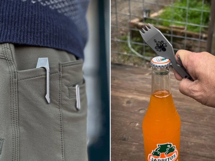 This titanium ‘Spork’ multitool packs 6 functions in a single unibody design