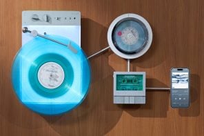 MUJI-Meets-Cyberpunk Vinyl Record Player Glows Like an Ambient Light and Charges Wirelessly
