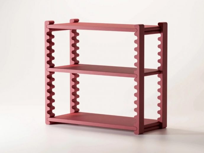 Ripple Shelf’s Wavy Wooden Sides Are Actually a Tool-Free Height System