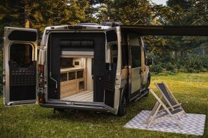 This Airstream camper van has powered loft bed to sleep four people without the pop-up roof