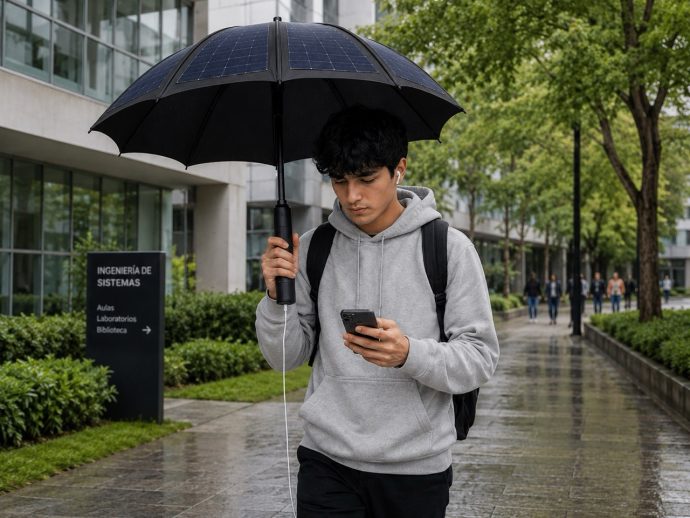 This Umbrella Has Solar Panels… And It Doubles As An Emergency Power Bank