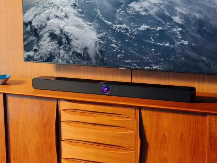 WiiM’s First Soundbar Has a Round Touch Display Built Into the Front