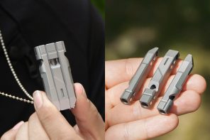 A 3-Part Titanium Rescue Whistle That Combines Into a 120dB Siren