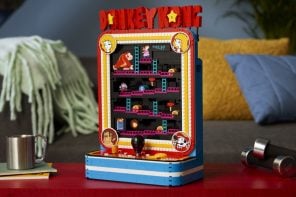 LEGO built a working Donkey Kong arcade game that lets you throw barrels at Super Mario