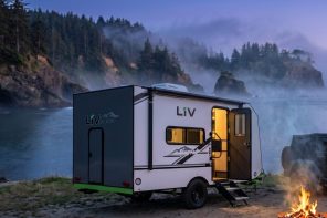 LIV’s new E-Leaf Offroad thermoplastic travel trailer is woodless and all-electric