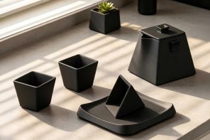 This Brutalism-inspired ceramic brewer makes pour-over coffee and gongfu tea in the same set