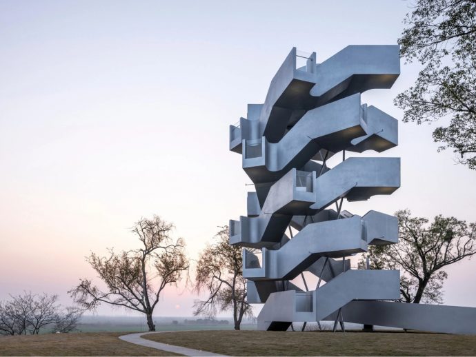 A 20-Meter Double Helix Tower Just Rose Over a Chinese Wetland