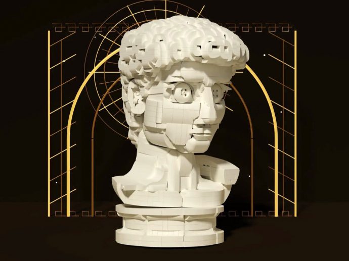 Michelangelo’s iconic David bust gets recreated in LEGO, turning plastic into sculpted marble