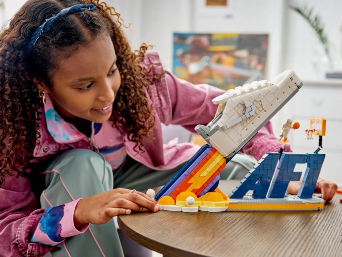 LEGO x Nike Air Force 1 is set for take-off with a 360° dunking minifig onboard