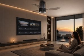 This ceiling fan hides an 80W Hi-Fi speaker and smart lighting in one sleek unit
