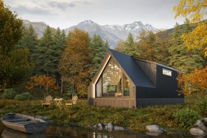 This 400-Square-Foot A-Frame Cabin Packs a King Bed, Bunk Room, & Full Bath Into One Tiny Footprint