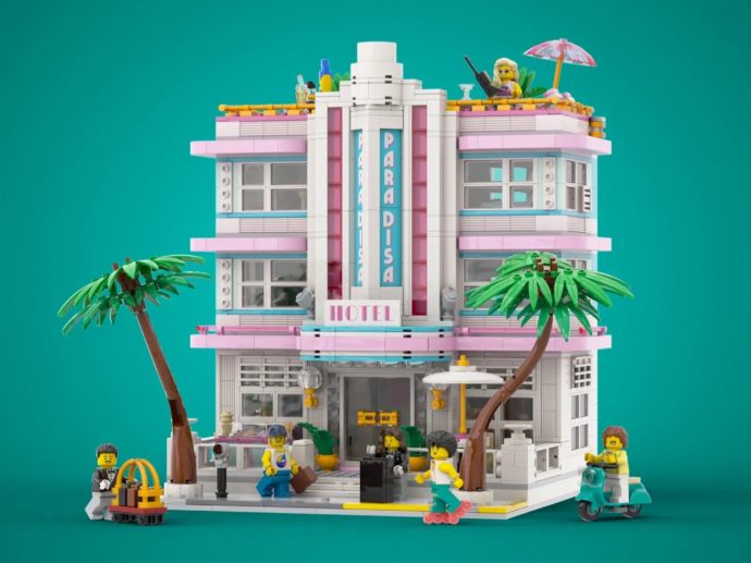 Delightfully Retro LEGO Art Deco Hotel Celebrates Vice City with GTA 6 Right Around The Corner