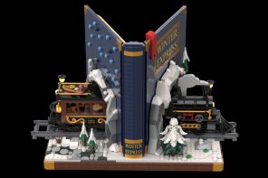 Gorgeous LEGO Book Nook Has a Steam Train Blasting Straight Through Its Snowy Pages