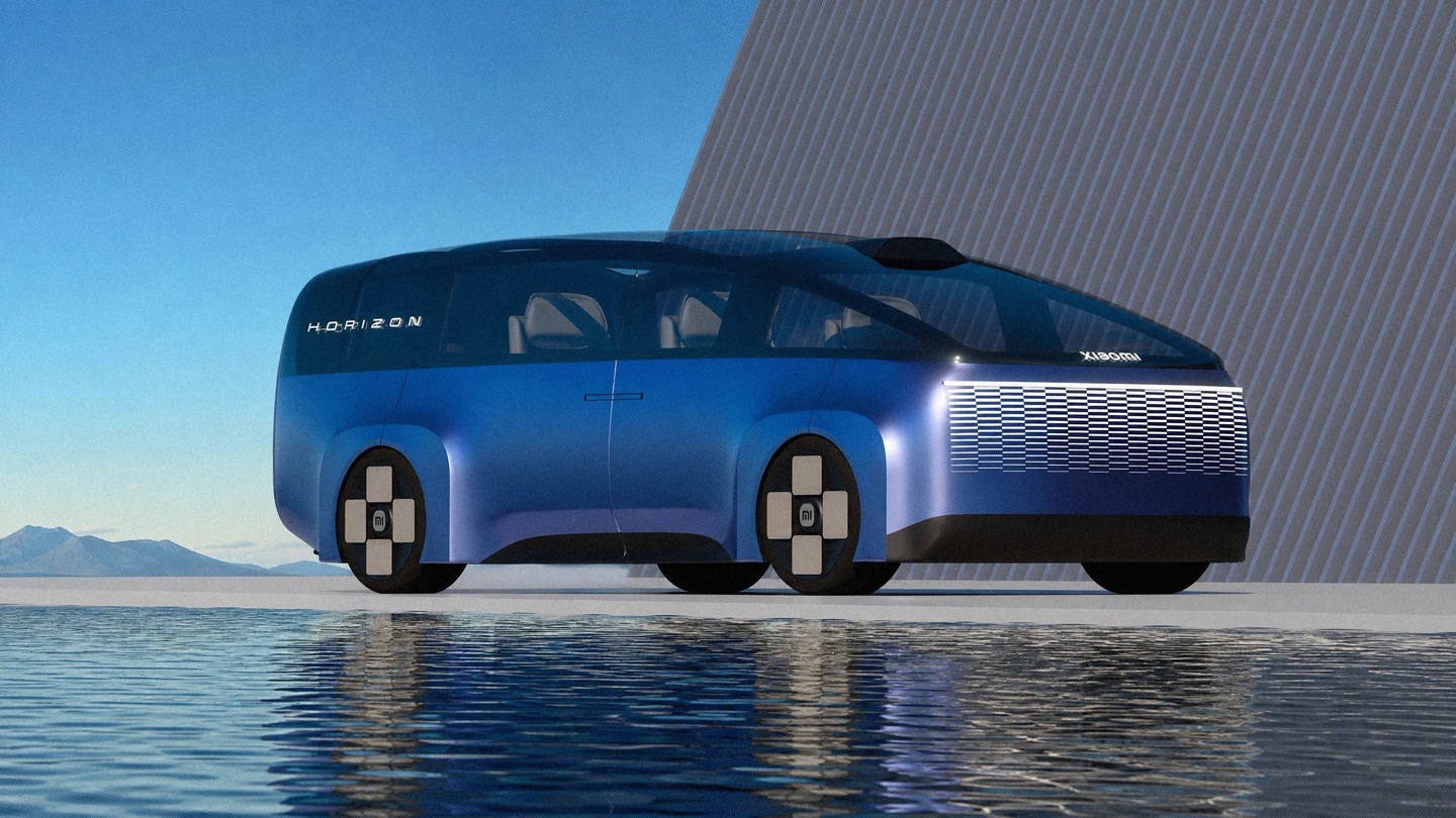 Front three-quarter view of the Horizon showing its illuminated Cascade Grille and squircle wheel hubs.