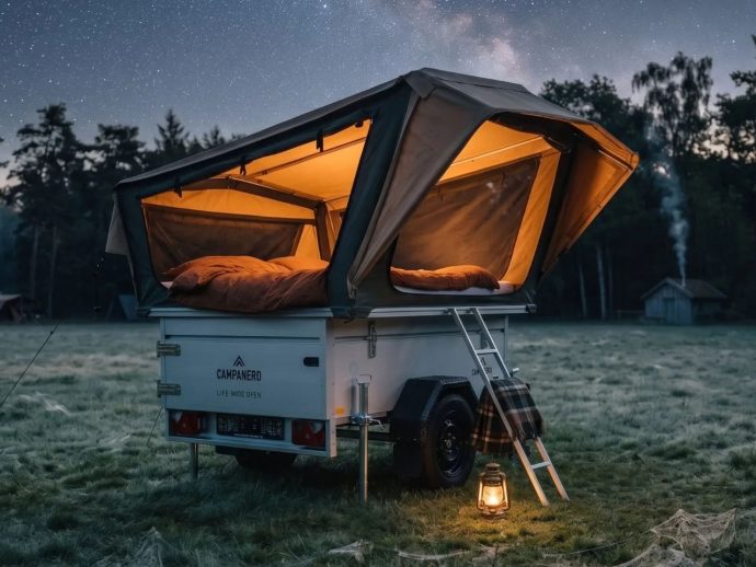 Campanero builds tent trailer that grows from 2-person to 6-person family camper with swappable design