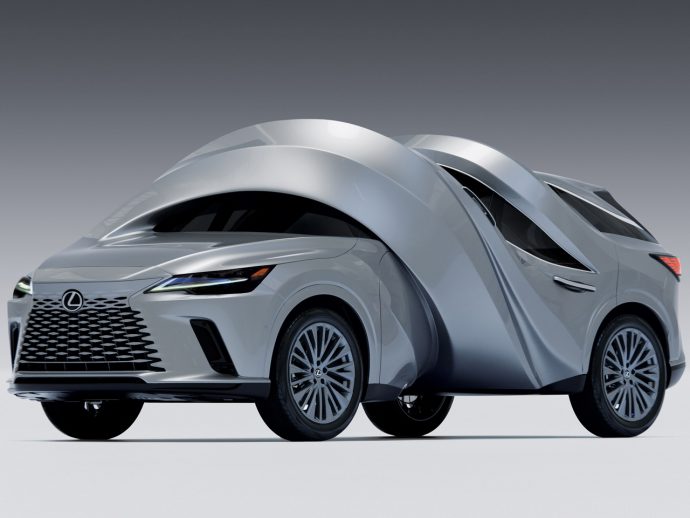 MSCHF warps two Lexus cars into surreal sculptures that look like a video glitch