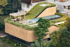 This Indonesian House Turns Its Sloping Roof Into a Garden, a Staircase, & a Rooftop Pool