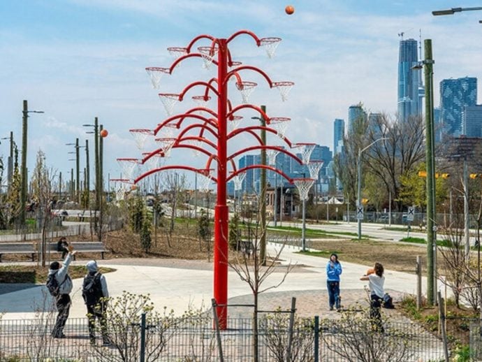 The Park Sculpture Nobody Expected to Double as a Basketball Hoop
