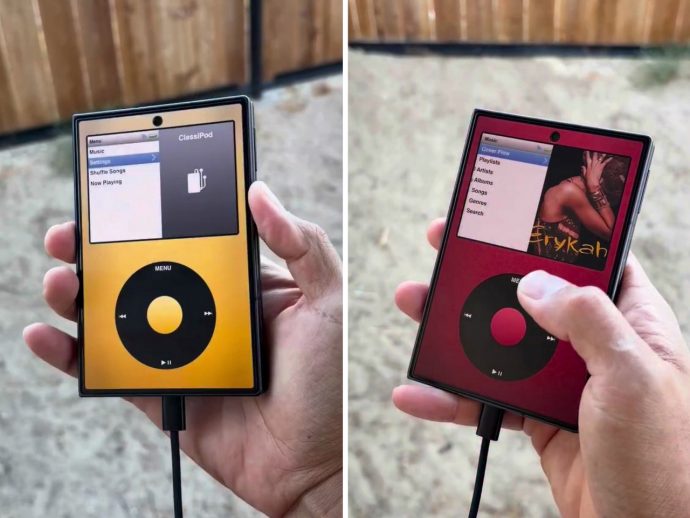 iPod Classic emulator for the Samsung Galaxy Z Fold8 finally gets the size and aspect ratio right