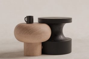 This Japanese Doll-Inspired Side Table Fits Two Contrasting Shapes Together Like a Perfect Puzzle