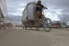 YouTuber built a bike camper from scratch and took it to Burning Man